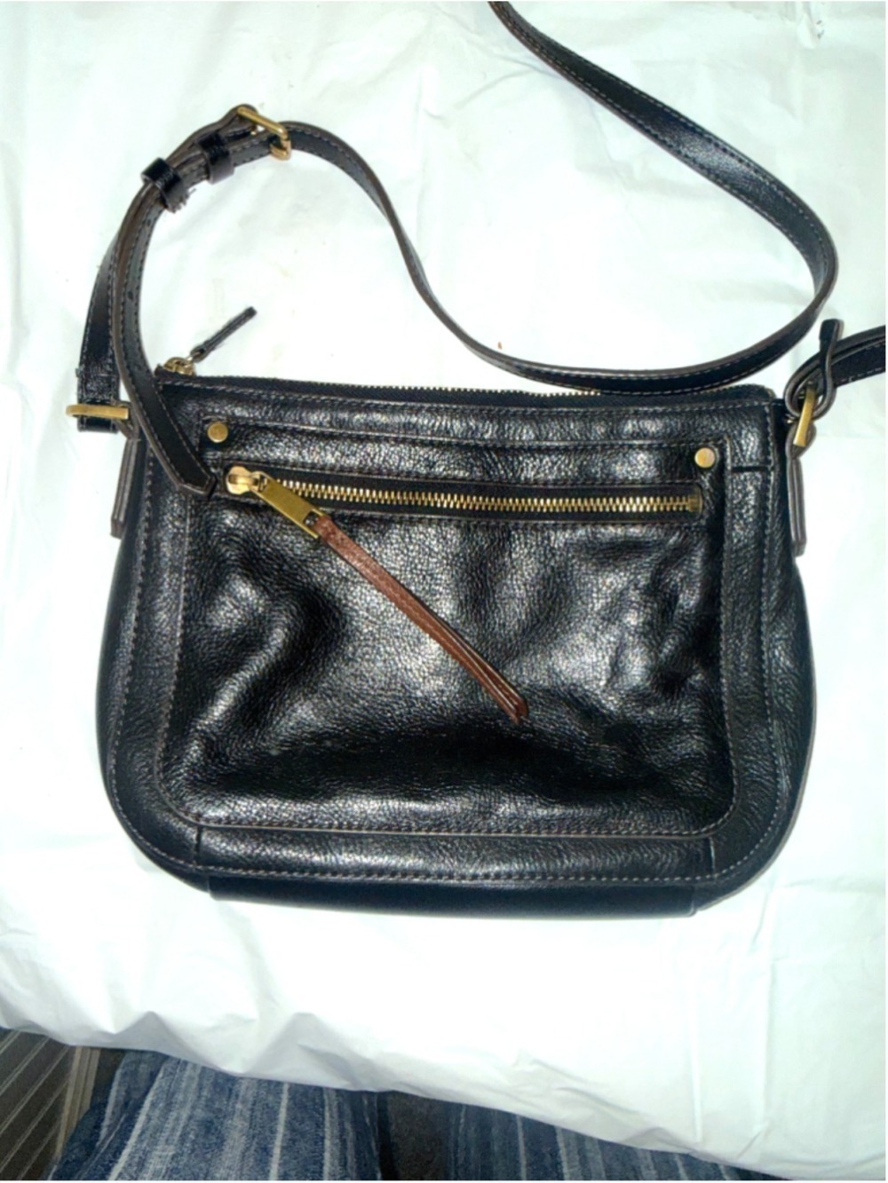 FOSSIL FELICITY black Leather CROSSBODY Shoulder Bag